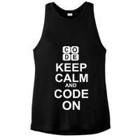 Keep Calm and Code On Ladies PosiCharge Tri-Blend Wicking Tank