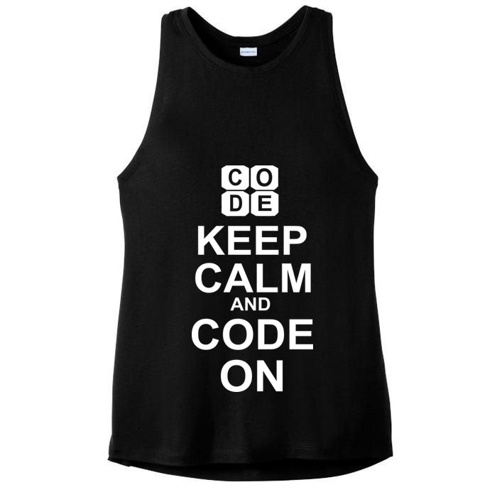 Keep Calm and Code On Ladies PosiCharge Tri-Blend Wicking Tank