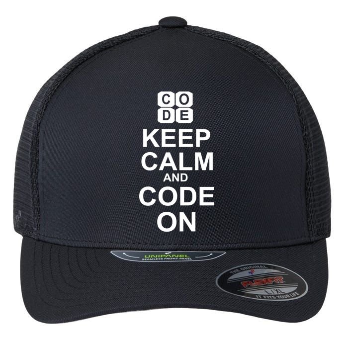 Keep Calm and Code On Flexfit Unipanel Trucker Cap