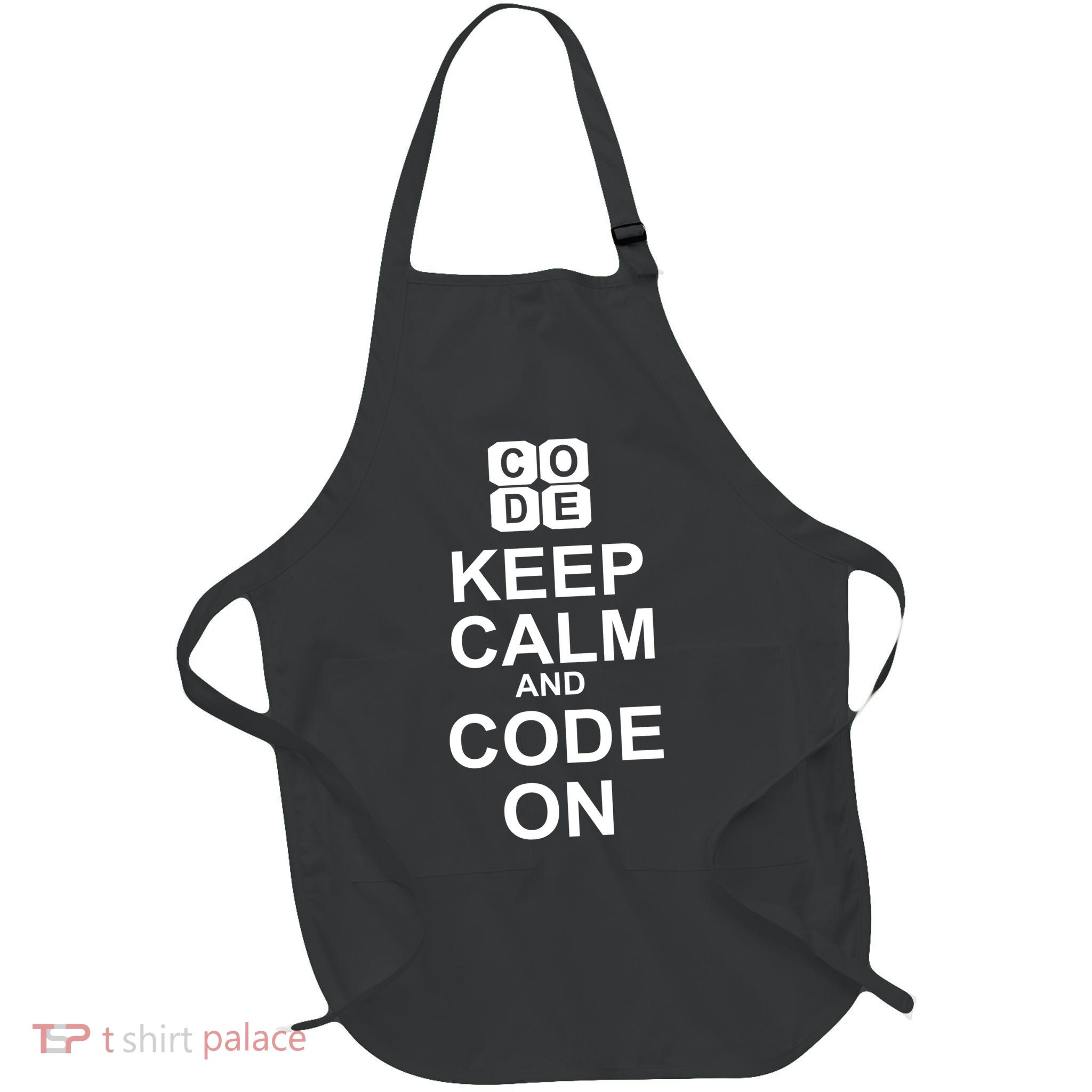 Keep Calm and Code On Full-Length Apron With Pockets