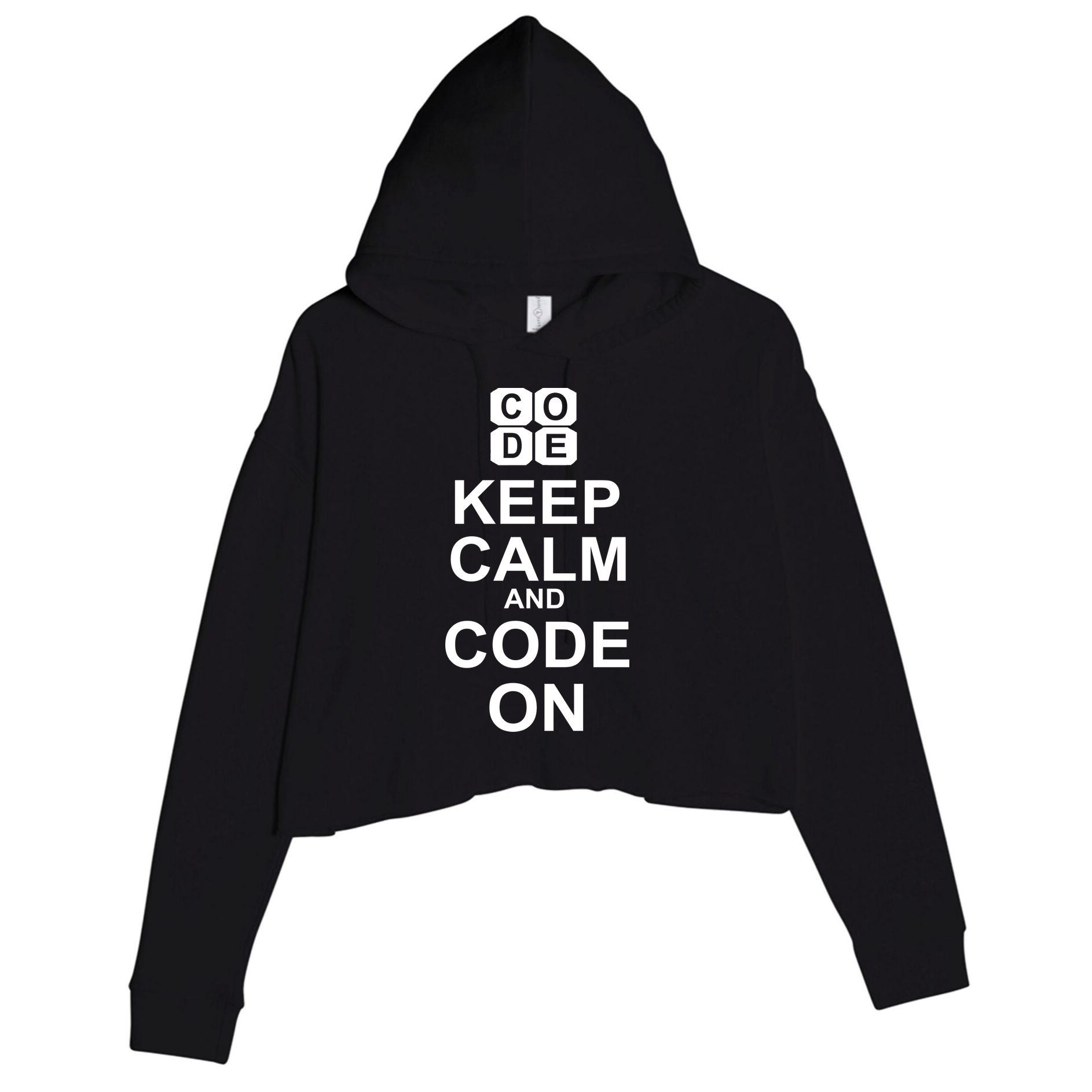 Keep Calm and Code On Crop Fleece Hoodie