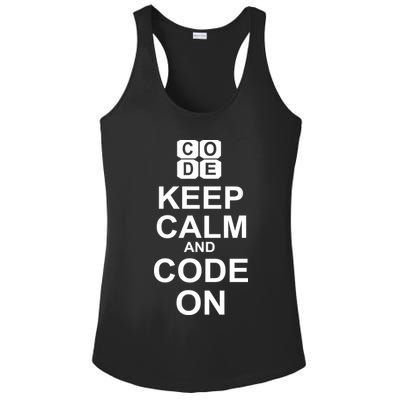 Keep Calm and Code On Ladies PosiCharge Competitor Racerback Tank
