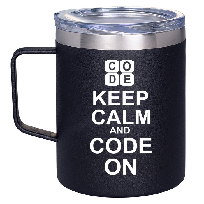 Keep Calm and Code On 12oz Stainless Steel Coffee Mug