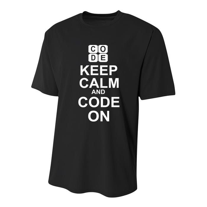 Keep Calm and Code On Youth Performance Sprint T-Shirt