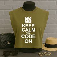 Keep Calm and Code On Garment-Dyed Women's Muscle Tee