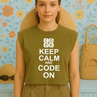 Keep Calm and Code On Garment-Dyed Women's Muscle Tee