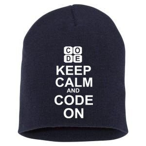 Keep Calm and Code On Short Acrylic Beanie