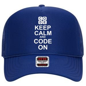 Keep Calm and Code On High Crown Mesh Back Trucker Hat