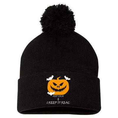 Keep Calm and Creep It Real Pom Pom 12in Knit Beanie