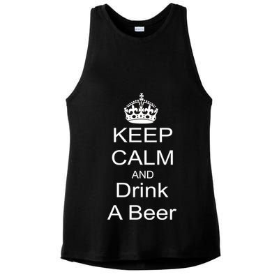 Keep Calm and Drink Beer Ladies PosiCharge Tri-Blend Wicking Tank