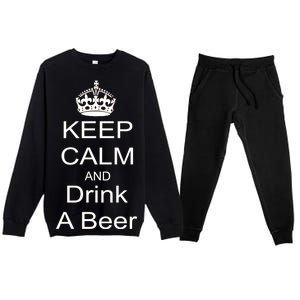 Keep Calm and Drink Beer Premium Crewneck Sweatsuit Set