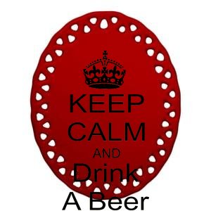 Keep Calm and Drink Beer Ceramic Oval Ornament