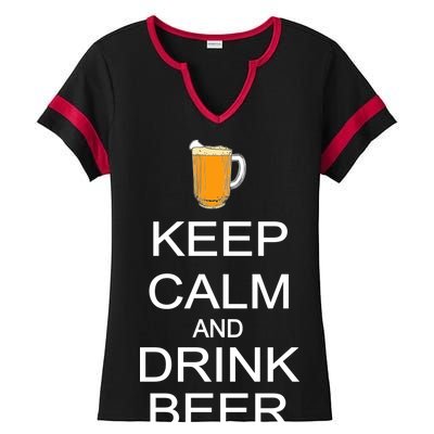 Keep Calm And Drink Beer Pitcher Ladies Halftime Notch Neck Tee