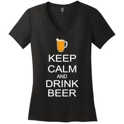 Keep Calm And Drink Beer Pitcher Women's V-Neck T-Shirt