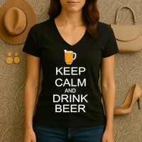 Keep Calm And Drink Beer Pitcher Women's V-Neck T-Shirt