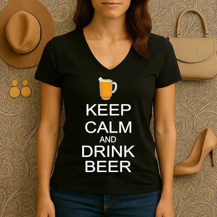 Keep Calm And Drink Beer Pitcher Women's V-Neck T-Shirt
