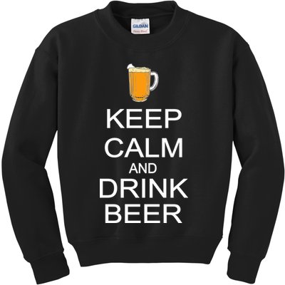 Keep Calm And Drink Beer Pitcher Kids Sweatshirt