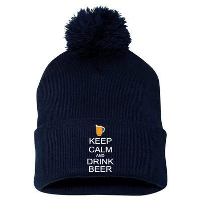 Keep Calm And Drink Beer Pitcher Pom Pom 12in Knit Beanie