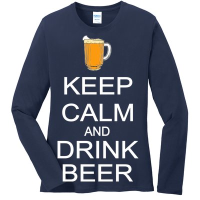 Keep Calm And Drink Beer Pitcher Ladies Long Sleeve Shirt