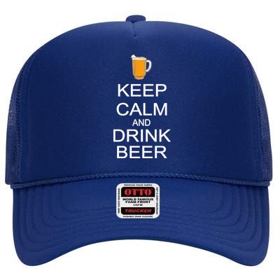 Keep Calm And Drink Beer Pitcher High Crown Mesh Back Trucker Hat