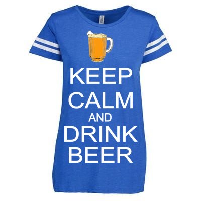 Keep Calm And Drink Beer Pitcher Enza Ladies Jersey Football T-Shirt