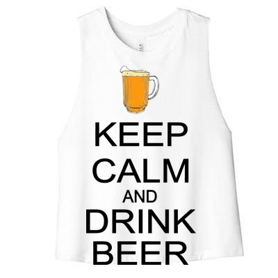 Keep Calm And Drink Beer Pitcher Women's Racerback Cropped Tank