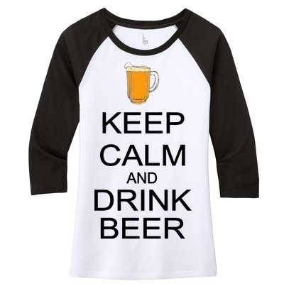 Keep Calm And Drink Beer Pitcher Women's Tri-Blend 3/4-Sleeve Raglan Shirt