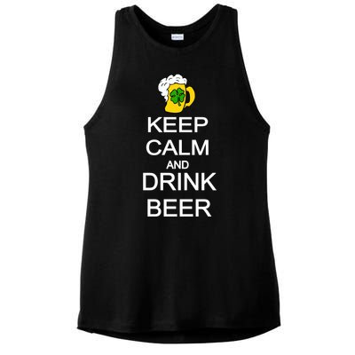 Keep Calm And Drink Beer St. Patrick's Day Ladies PosiCharge Tri-Blend Wicking Tank