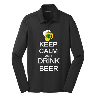 Keep Calm And Drink Beer St. Patrick's Day Silk Touch Performance Long Sleeve Polo