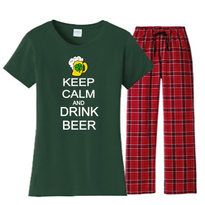 Keep Calm And Drink Beer St. Patrick's Day Women's Flannel Pajama Set