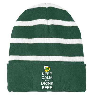 Keep Calm And Drink Beer St. Patrick's Day Striped Beanie with Solid Band