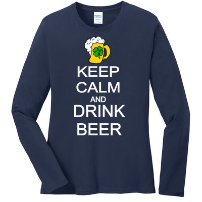 Keep Calm And Drink Beer St. Patrick's Day Ladies Long Sleeve Shirt