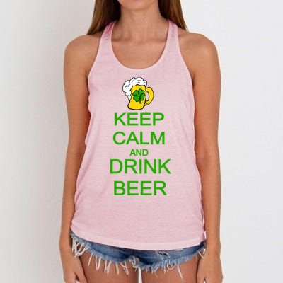 Keep Calm And Drink Beer St. Patrick's Day Women's Knotted Racerback Tank