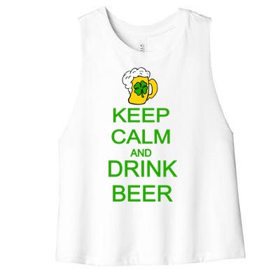 Keep Calm And Drink Beer St. Patrick's Day Women's Racerback Cropped Tank