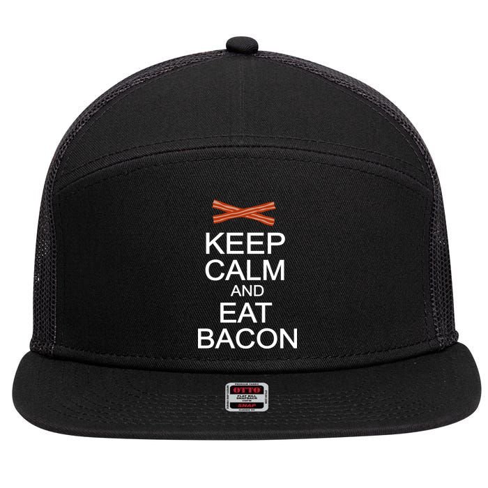 Keep Calm And Eat Bacon 7 Panel Mesh Trucker Snapback Hat
