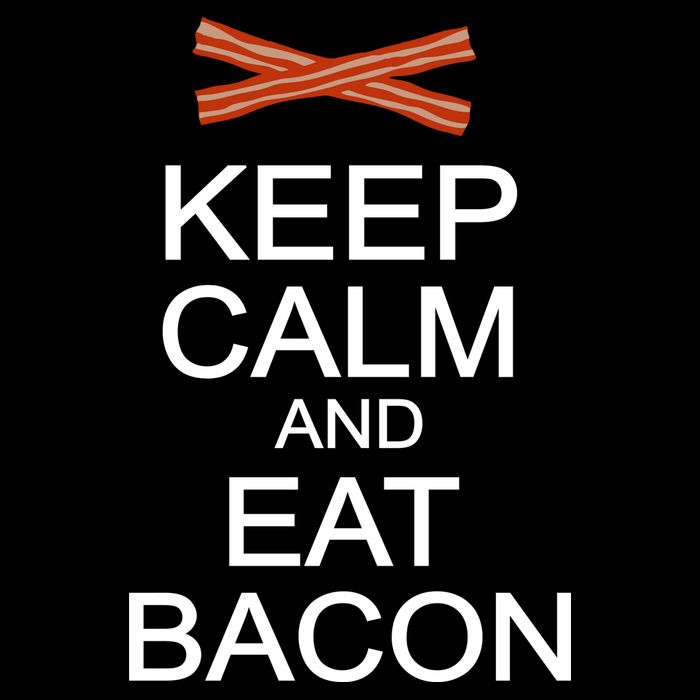 Keep Calm And Eat Bacon Drawstring Bag