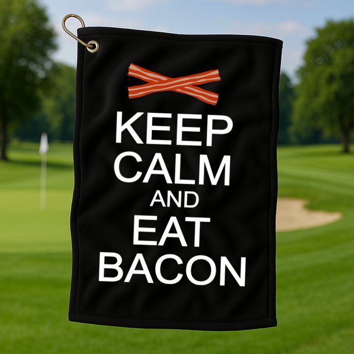 Keep Calm And Eat Bacon Golf Towel