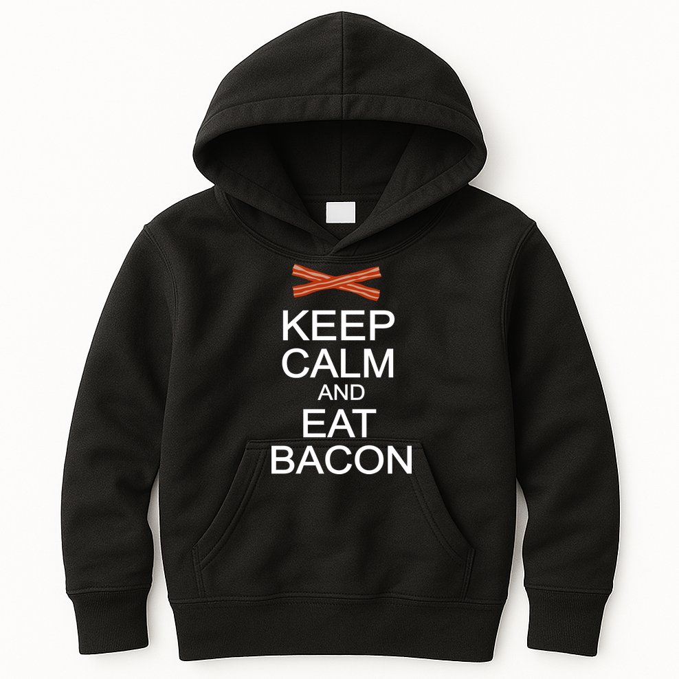 Keep Calm And Eat Bacon Kids Hoodie