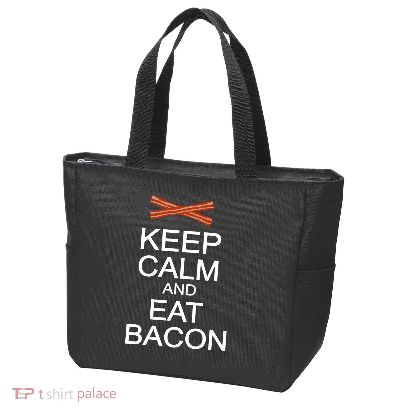 Keep Calm And Eat Bacon Zip Tote Bag