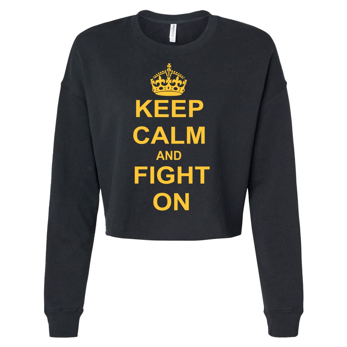 Keep Calm And Fight On Cropped Pullover Crew