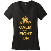 Keep Calm And Fight On Women's V-Neck T-Shirt