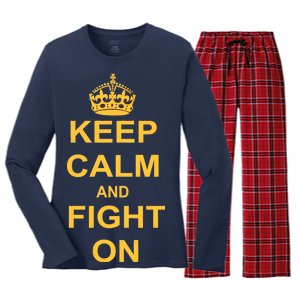 Keep Calm And Fight On Women's Long Sleeve Flannel Pajama Set 