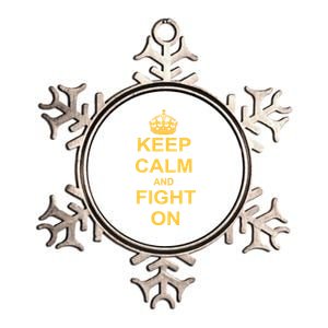 Keep Calm And Fight On Metallic Star Ornament