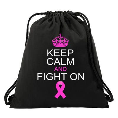 Keep Calm And Fight On Support Drawstring Bag