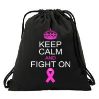 Keep Calm And Fight On Support Drawstring Bag