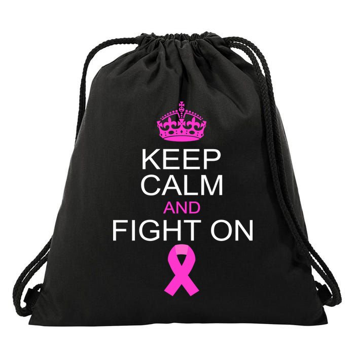 Keep Calm And Fight On Support Drawstring Bag