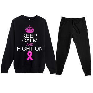 Keep Calm And Fight On Support Premium Crewneck Sweatsuit Set