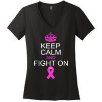 Keep Calm And Fight On Support Women's V-Neck T-Shirt