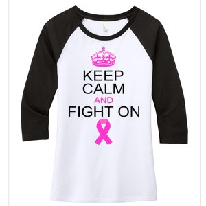 Keep Calm And Fight On Support Women's Tri-Blend 3/4-Sleeve Raglan Shirt