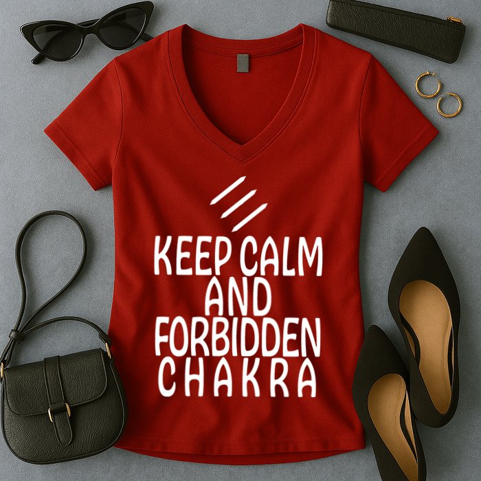 Keep Calm And Forbidden Chakra Monk FF14 Women's V-Neck T-Shirt